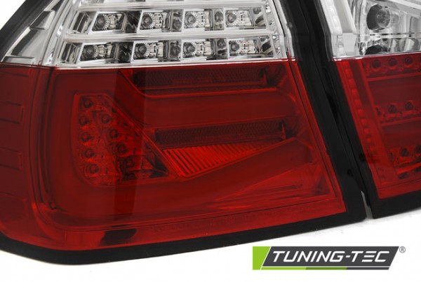 LED Lightbar Rückleuchten für BMW E90 Limo Bj. 05-08 Rot/Chrom
