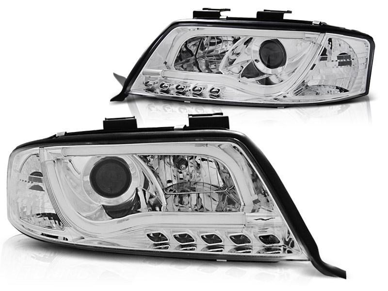 Scheinwerfer LED Tagfahrlicht Optik für Audi A6 C5 4B Bj. 97-01 Chrom LTI