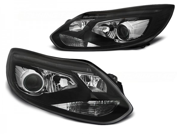 Scheinwerfer LED Tagfahrlicht Optik für Ford Focus 3 Bj. 11-14 Schwarz LTI