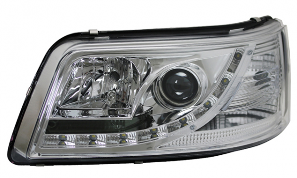 Scheinwerfer LED Tagfahrlicht Optik für VW T5 Bj. 03-09 Chrom