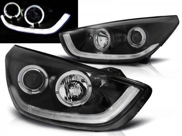 LED Tagfahrlicht Optik Scheinwerfer für Hyundai IX35 Bj. 09-13 Schwarz LTI