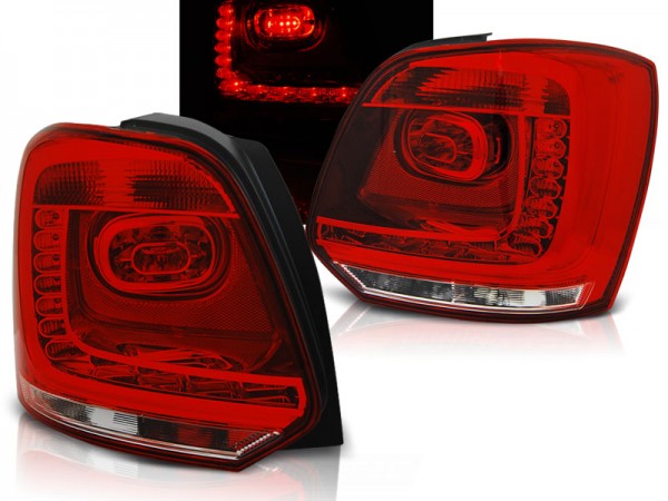 LED Rückleuchten für VW Polo 6R Bj. 09-14 Rot/Chrom