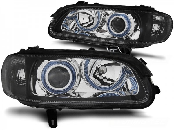 Scheinwerfer Angel Eyes für Opel Omega B Bj. 94-99 Schwarz