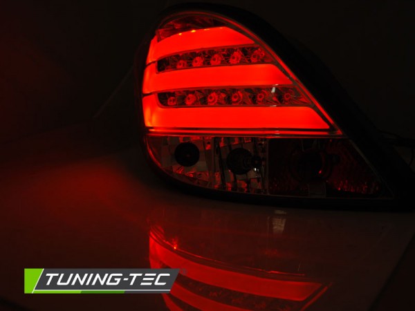 LED Lightbar Rückleuchten für Peugeot 207 Bj. 06-09 Rot/Chrom