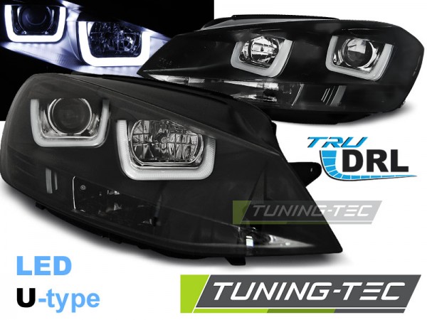 Scheinwerfer U-Tube LED Tagfahrlicht für VW Golf 7 Bj. 12-16 Schwarz