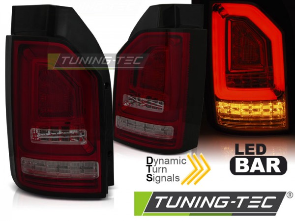 Voll LED Lightbar Rückleuchten für VW T6 Bj. 15-19 Rot/Smoke (Heckklappe / Halogen)