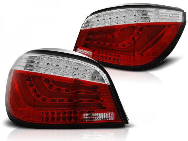 LED Lightbar Rückleuchten für BMW E60 LCI Limo Bj. 07-10 Rot/Chrom