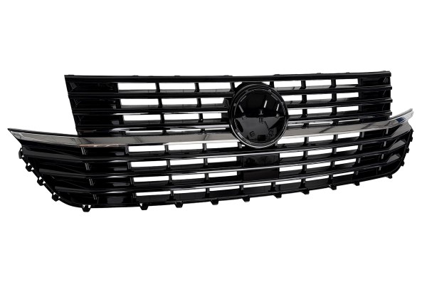 Frontgrill Kühlergrill mit Emblemhalter für VW T6.1 Bj. 19-24 Schwarz Glanz Chrom