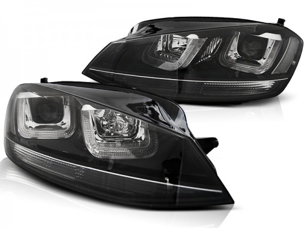 Scheinwerfer U-Tube LED Tagfahrlicht für VW Golf 7 Bj. 12-16 Schwarz Edition
