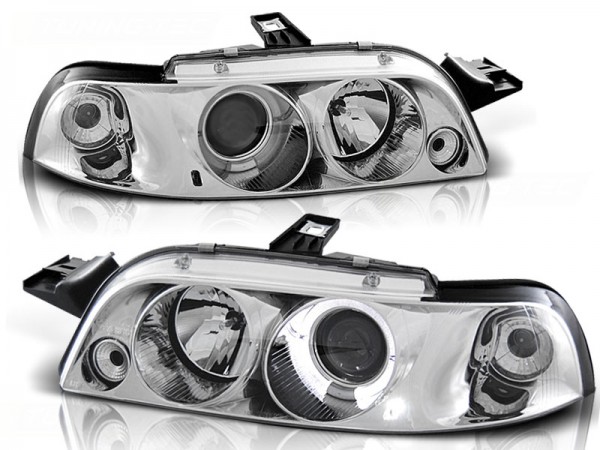 Scheinwerfer Angel Eyes für Fiat Punto 1 Typ 176 Bj. 93-99 Chrom