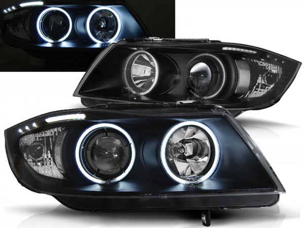 Scheinwerfer CCFL Angel Eyes für BMW 3er E90 E91 Bj. 05-08 Schwarz