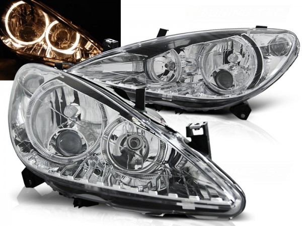 Scheinwerfer Angel Eyes für Peugeot 307 Bj. 01-05 Chrom