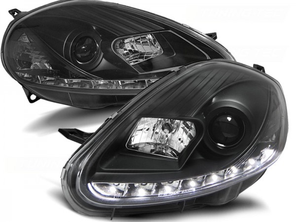 Scheinwerfer LED Tagfahrlicht Optik für Fiat Grande Punto Bj. 08-09 Schwarz