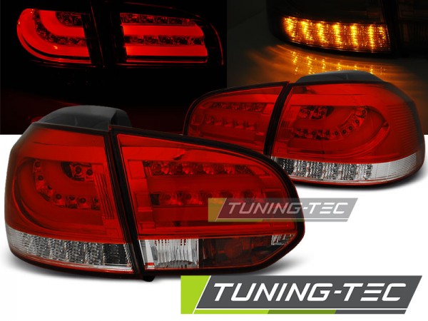 LED Lightbar Rückleuchten für VW Golf 6 (VI) Bj. 08-12 Rot/Chrom