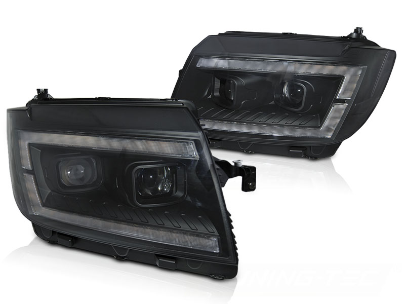 Scheinwerfer DRL LED Tagfahrlicht für VW Crafter II Bj. 2017- Schwarz mit dynamischer Blinker