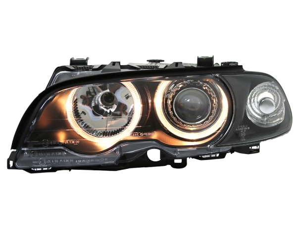 Scheinwerfer Angel Eyes für BMW 3er E46 Coupe Cabrio Bj. 99-03 Schwarz