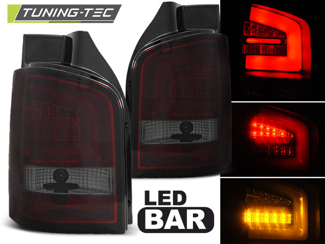 LED Lightbar Rückleuchten für VW T5 GP Facelift Bj. 09-15 Rot/Smoke (Heckklappe)