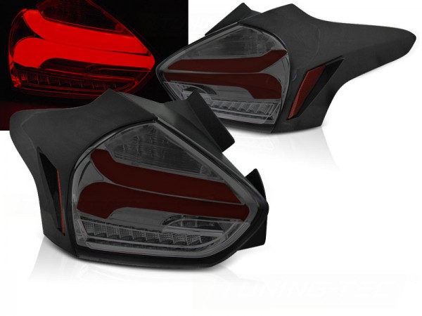 LED Lightbar Rückleuchten für Ford Focus MK3 Bj. 15-18 Smoke/Rot dynamischer Blinker