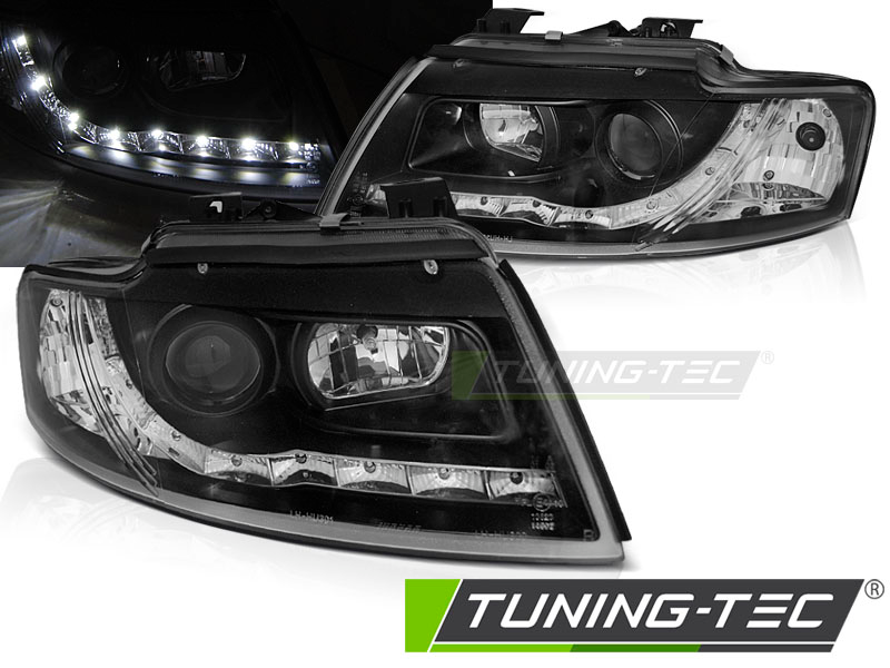 Scheinwerfer LED Tagfahrlicht Optik für Audi A4 B6 Cabrio 8H 02-06 Schwarz, A4 B6 Cabrio (8H), A4, Audi, Scheinwerfer