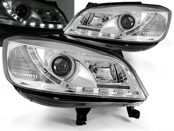 Scheinwerfer LED Tagfahrlicht Optik für Opel Zafira A Bj. 99-06 Chrom