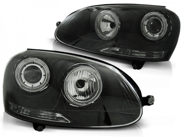 Scheinwerfer Angel Eyes für VW Golf 5 Jetta 3 Bj. 03-10 Schwarz