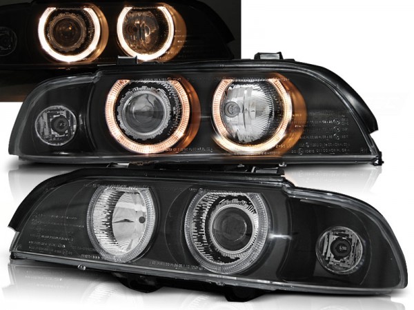 Scheinwerfer Angel Eyes für BMW 5er E39 Bj. 95-00 Schwarz