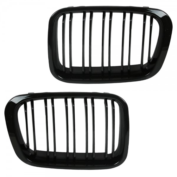 Nieren Kühlergrill für BMW E46 Limo Touring Bj. 98-01 Schwarz Klavierlack Doppelsteg