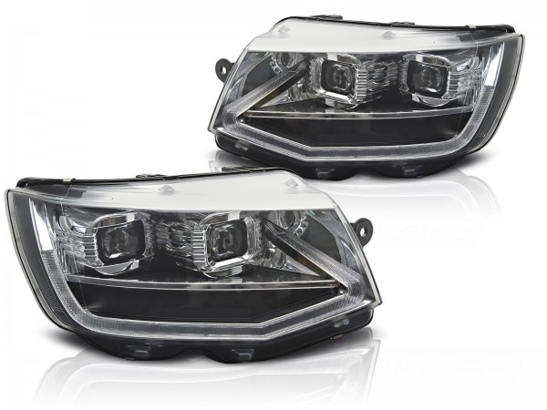 Voll LED Scheinwerfer Tagfahrlicht für VW T6 Bj. 15-19 Chrom mit dynamischem LED Blinker