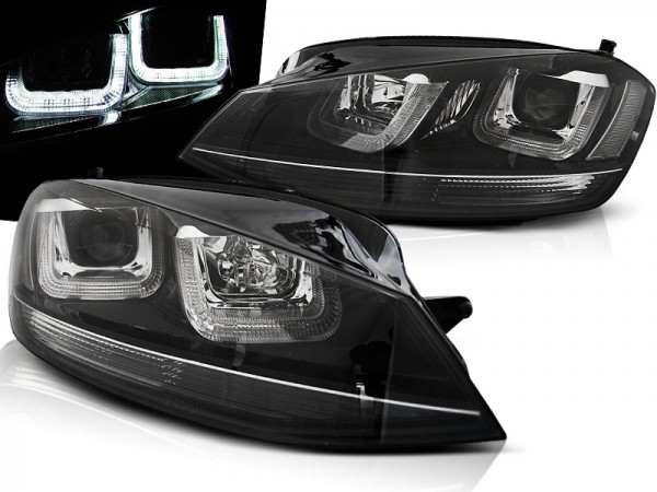 Scheinwerfer U-Tube LED Tagfahrlicht für VW Golf 7 Bj. 12-16 Schwarz Edition