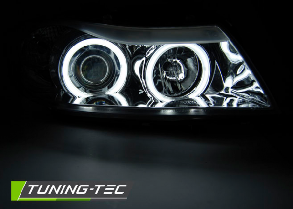 Scheinwerfer CCFL Angel Eyes für BMW 3er E90 E91 Bj. 05-08 Chrom