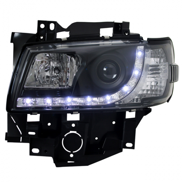 Scheinwerfer LED Tagfahrlicht Optik für VW T4 Multivan Caravelle Bj. 96-03 Schwarz