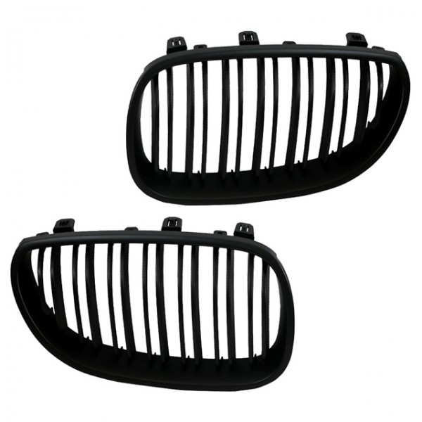 Nieren Kühlergrill Grill für BMW E60 E61 Limo Touring Bj. 03-10 Schwarz Doppelsteg