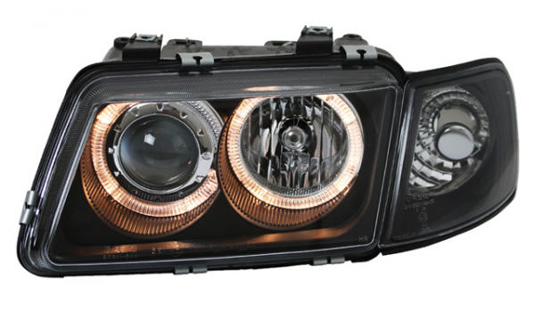 Scheinwerfer Angel Eyes für Audi A3 8L Bj. 96-00 Schwarz