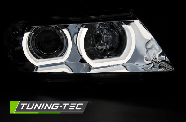 Xenon Scheinwerfer 3D Angel Eyes für BMW 3er E90 E91 Bj. 05-08 Chrom