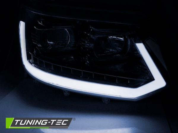 Scheinwerfer DRL LED Tagfahrlicht für VW T5 GP Facelift Bj. 10-15 Schwarz mit dynamischem Blinker