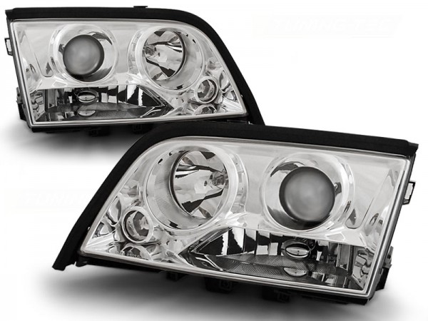 Scheinwerfer Klarglas Projektor für Mercedes C-Klasse W202 Bj. 93-00 Chrom