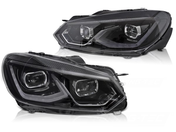 Voll LED Scheinwerfer Tagfahrlicht für VW Golf 6 Bj. 08-13 Schwarz mit LED Blinker