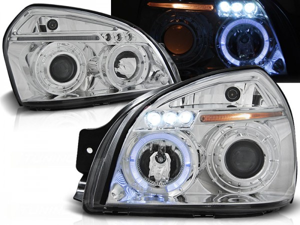 Scheinwerfer Angel Eyes für Hyundai Tucson Bj. 04-10 Chrom