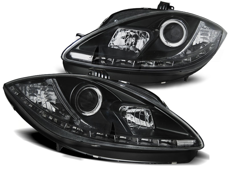 Scheinwerfer LED Tagfahrlicht Optik für Seat Leon 1P / Altea 5P Facelift Bj. 09-15 Schwarz