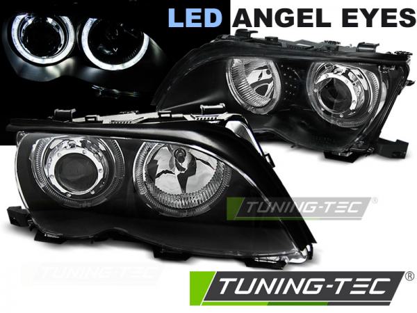 Scheinwerfer LED Angel Eyes für BMW 3er E46 Limo Touring Bj. 01-05 Schwarz