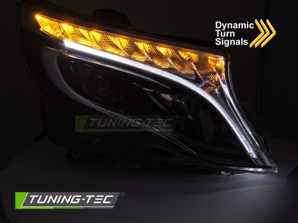 Voll LED Scheinwerfer Tagfahrlicht für Mercedes V-Klasse / Vito W447 Bj. 14-23 Schwarz LED Blinker
