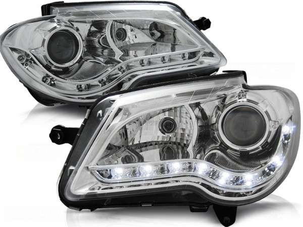 Scheinwerfer LED Tagfahrlicht Optik für VW Touran 1T GP Facelift Bj. 06-10 Chrom