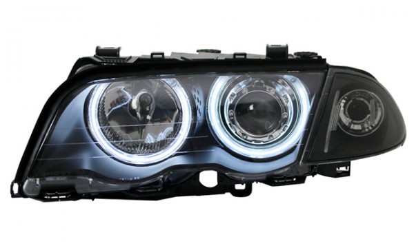 Scheinwerfer CCFL Angel Eyes für BMW 3er E46 Limo Touring Bj. 98-01 Schwarz