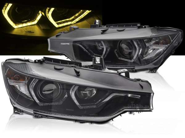 Scheinwerfer DRL Yellow LED Tagfahrlicht für BMW 3er F30 F31 Bj. 11-15 Schwarz