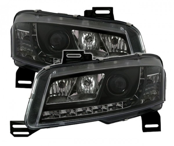 Scheinwerfer LED Tagfahrlicht Optik für Fiat Stilo Bj. 01-08 Schwarz