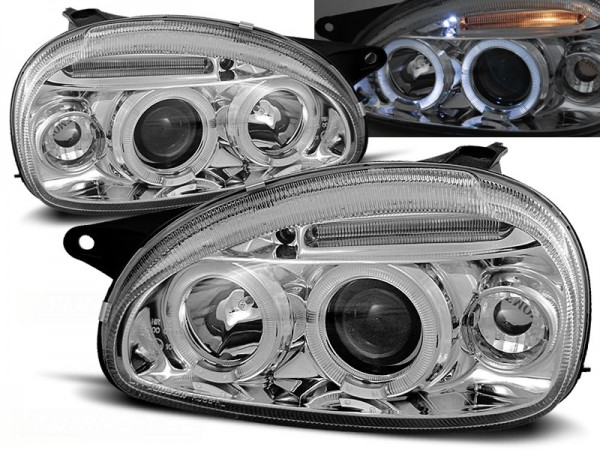 Scheinwerfer Angel Eyes für Opel Corsa B Bj. 93-00 Chrom