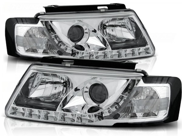 Scheinwerfer LED Tagfahrlicht Optik für VW Passat 3B Bj. 96-00 Chrom