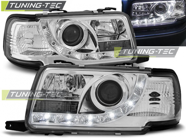 Scheinwerfer LED Tagfahrlicht Optik für Audi 80 B4 Bj. 91-96 Chrom