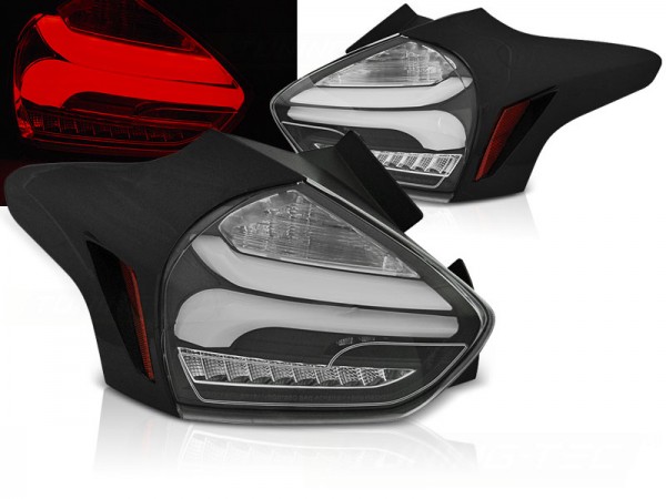 LED Lightbar Rückleuchten für Ford Focus MK3 Bj. 15-18 Schwarz dynamischer Blinker