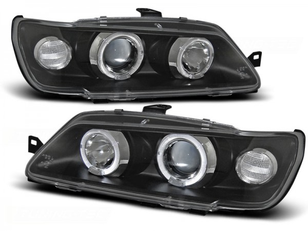 Scheinwerfer Angel Eyes für Peugeot 306 Bj. 93-97 Schwarz